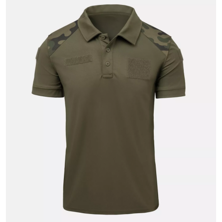 Koszulka wojskowa Polo - Helikon - Olive Green/PL Woodland