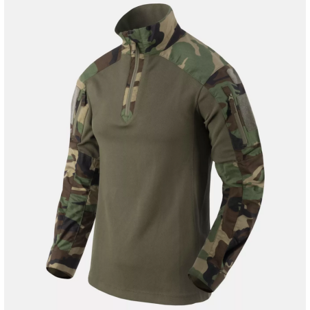 MCDU Combat Shirt - PolyCotton Stretch Ripstop - Helikon -  US Woodland / Olive Green