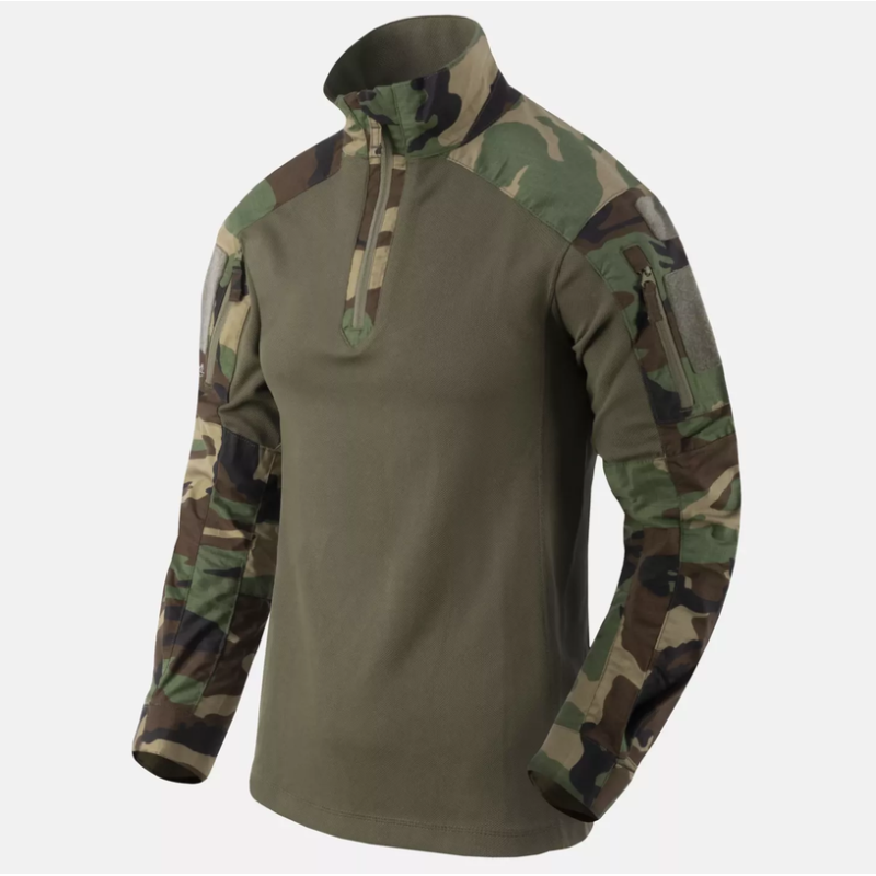 MCDU Combat Shirt - PolyCotton Stretch Ripstop - Helikon -  US Woodland / Olive Green