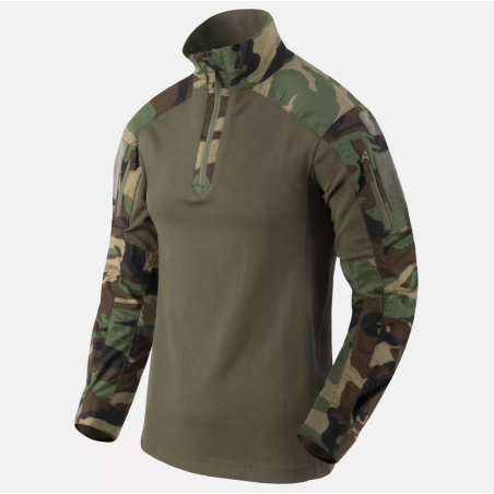 MCDU Combat Shirt - PolyCotton Stretch Ripstop - Helikon -  US Woodland / Olive Green